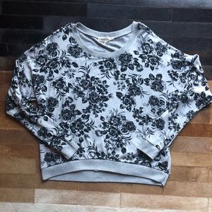 Black & Grey Floral Print Sweatshirt By Nordstrom